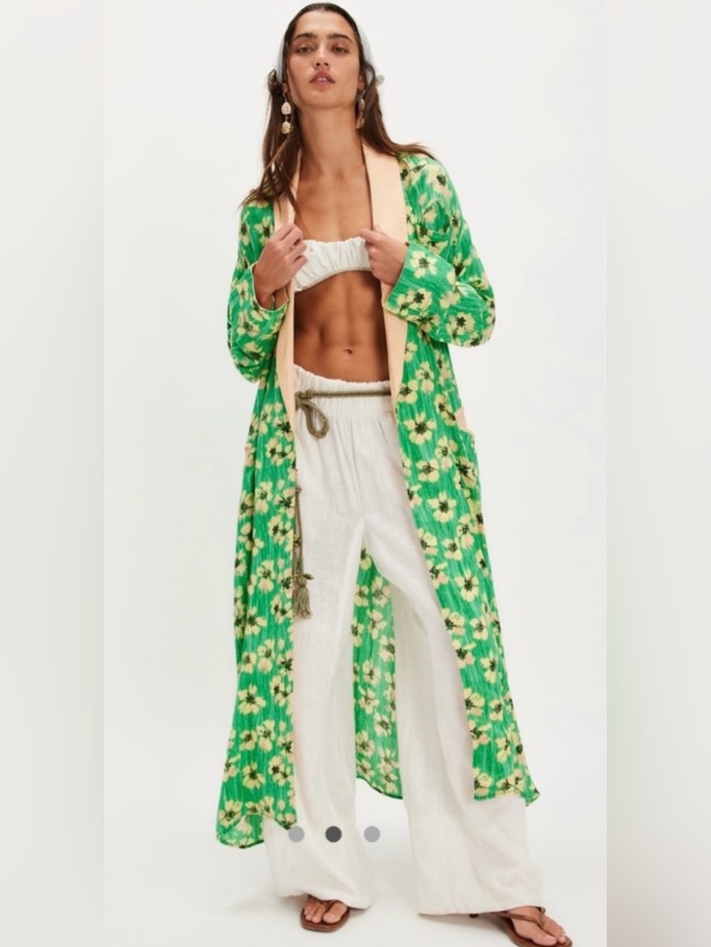 NWT Free People XS Wild Nights Duster in Emerald Green Combo Ñew $168 Kim